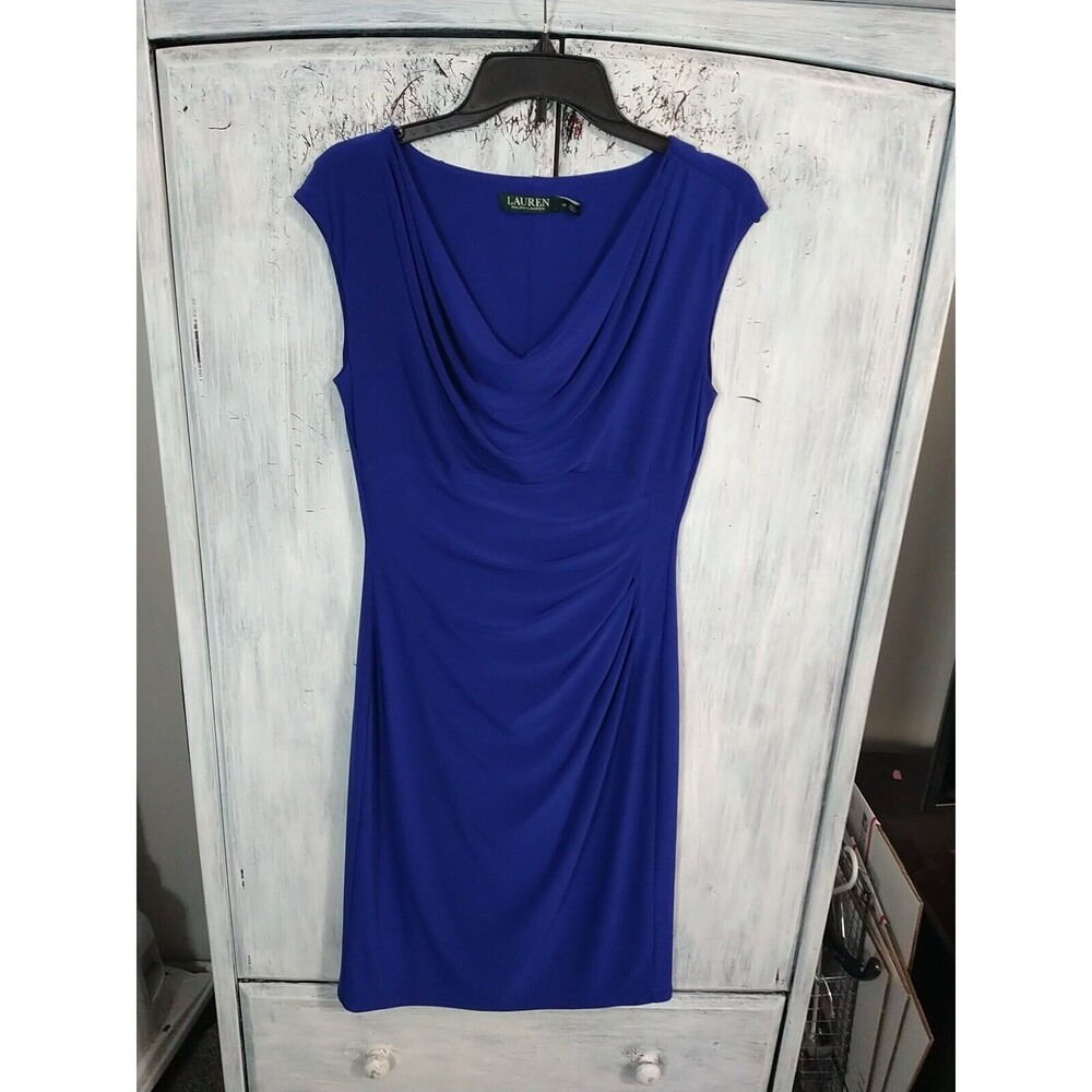 Lauren Ralph Lauren Cowl Neck Sleeveless Dress Sz 10 City Sex Officey Classy